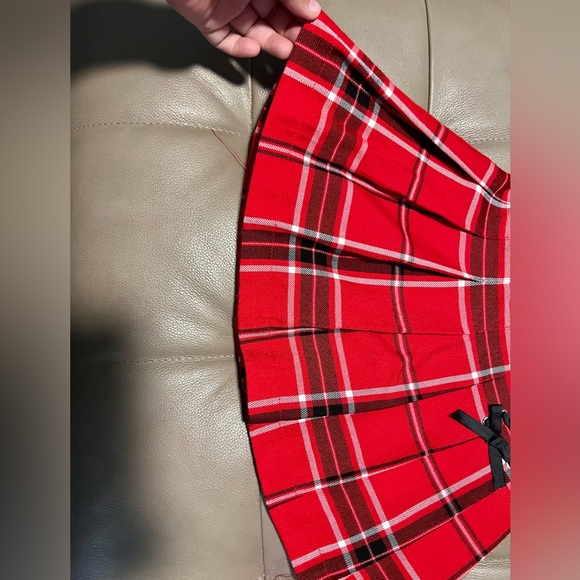 Justice Girls 6/7 Red Plaid School Uniform lace up varsity skirt built in shorts - Picture 3 of 5
